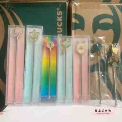 Starbucks Coffee SUS Stir Stick Rod Bar Cherry Blossom Fish Tail Notes Rainbow - Sold on eBay Aug 14, 2021 for $10.99