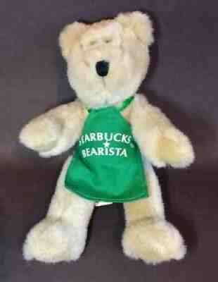 #1 1st Edition 1997 Starbucks Bearista Bear Jointed Plush 10â? Green Apron - Sold on eBay Aug 30, 2021 for $19.95