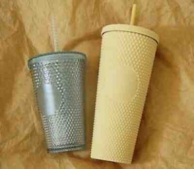 lot 2: Starbucks Studded Tumbler 24oz Butter Yellow & Japan Clear Turquoise 16oz - Sold on eBay Sep 11, 2021 for $32.00