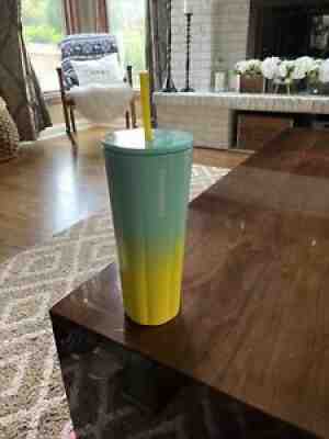 Starbucks Summer 2021 Blue and Yellow Ombre Stainless Steel 24oz Venti Tumbler - Sold on eBay Jul 09, 2021 for $21.00