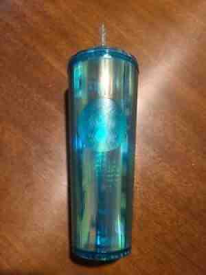 Starbucks 2021 Summer Turquoise Teal Blue Kaleidoscope Tumbler Cold Cup 24oz - Sold on eBay Aug 22, 2021 for $26.00