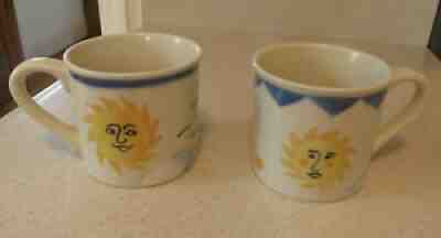 Starbucks Barista Sun Moon Stars Mugs Hartstone Blue and Yellow Two Different - Sold on eBay Jul 24, 2021 for $32.00