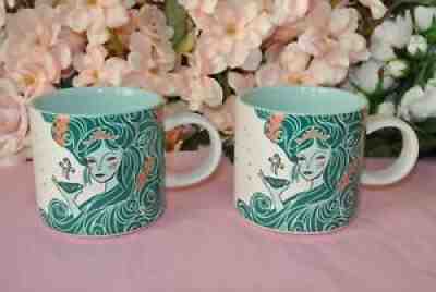 Starbucks 2018 Holiday Siren Mermaid Aqua Coffee Ceramic Mug! 12oz Set of 2! NEW - Sold on eBay Aug 31, 2021 for $42.00
