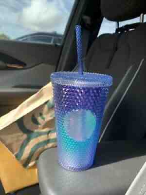 Starbucks Summer 2021 Mermaid Purple & Turquoise ombrÃ© studded 16oz tumbler - Sold on eBay Jun 24, 2021 for $43.90