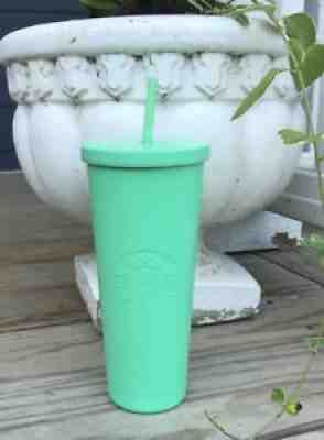 Starbucks 2016 Green Teal Stainless Steel Venti Cold 24 oz Tumbler Straw Matte - Sold on eBay Jul 23, 2021 for $56.00