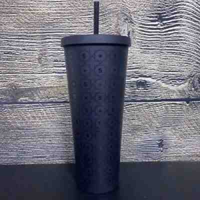 RARE Starbucks Matte Black S Star Pattern Venti 24oz Cold Cup Tumbler Straw EUC - Sold on eBay Aug 30, 2021 for $39.99