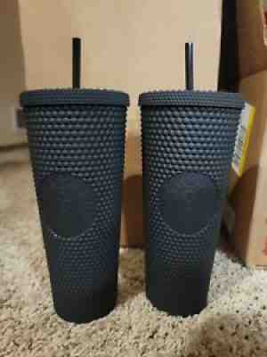 2 Starbucks Matte Black Studded Venti Tumblers 2021 24oz IN HAND SHIPS TODAY - Sold on eBay Sep 01, 2021 for $57.00