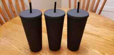 3 STUDDED STARBUCKS Matte Black Tumblers 24 oz Cup Double Wall GENUINE BRAND NEW - Sold on eBay Sep 01, 2021 for $60.00
