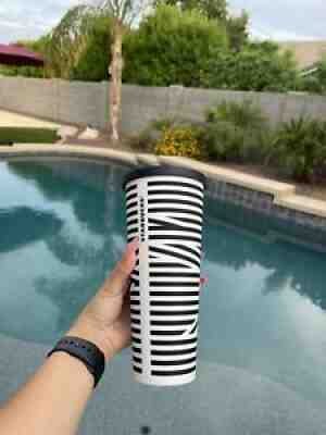 STARBUCKS Black White ZEBRA STRIPE VENTI Cold Cup TUMBLER 24oz NO STRAW Matte - Sold on eBay Sep 06, 2021 for $185.00