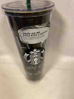 2016 NEW Starbucks Black "Draw on Me" Cold Cup Personalize Venti 24 oz Tumbler - Sold on eBay Sep 13, 2021 for $72.00