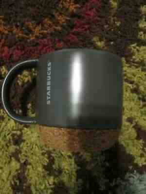 Starbucks Cork Bottom Mug Cup Dark Gray Ceramic Black Plastic Lid 12 Oz 2016 - Sold on eBay Sep 06, 2021 for $21.84