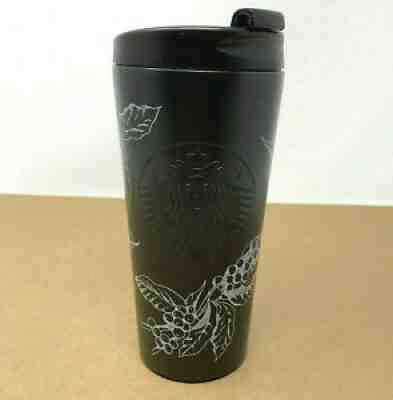 2014 Starbucks Cup Tumbler 16 Oz. Refillable January 2016 Matte Black Grape Leaf - Sold on eBay Aug 28, 2021 for $25.00