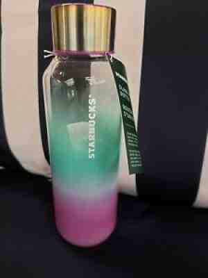 Starbucks Summer 2021 Turquoise Teal Blue & Purple Clear Glass Water Bottle NEW - Sold on eBay Jul 26, 2021 for $26.50
