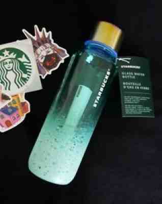 New Starbucks Coffee 2021 Summer Ocean Waves Teal Blue 20 Oz Glass Water Bottle - Sold on eBay Sep 01, 2021 for $45.00