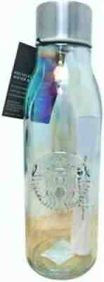 NEW Starbucks Recycled Glass Water Bottle Iridescent Clear Embossed LOGO 20 oz. - Sold on eBay Jun 20, 2021 for $22.50