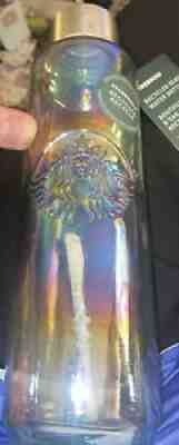 Starbucks Recycled Glass LUSTER 22oz Water Bottle Rainbow Iridescent Holiday - Sold on eBay Aug 08, 2021 for $20.50