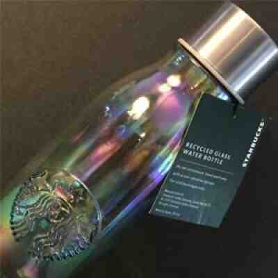 STARBUCKS Recycled Glass Water Bottle Iridescent 20 oz w/ Tags Sticker 2019 - Sold on eBay Jul 14, 2021 for $21.95