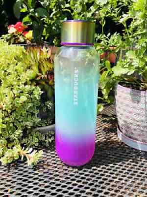 Starbucks 2021 Summer Ombre Purple & Teal 20 oz Glass Water Bottle - Sold on eBay Jul 30, 2021 for $24.00
