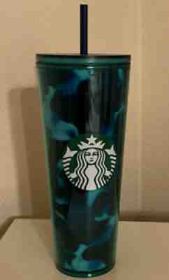 Rare New Starbucks Tortoise Teal Turquoise Green Blue Wave Cold Cup Tumbler 24oz - Sold on eBay Jun 17, 2021 for $50.00