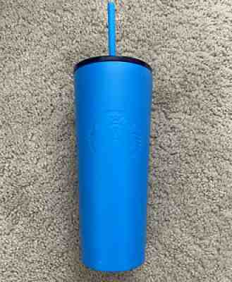 Starbucks Matte Blue 16 oz Tumbler Stainless Steel Water Bottle w/ Straw - Sold on eBay Jun 28, 2021 for $19.99