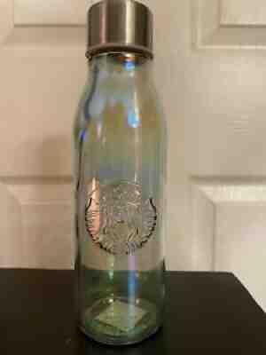 Starbucks Iridescent Recycled Glass Water Bottle 20 fl oz Embossed Siren - Sold on eBay Jun 21, 2021 for $24.00