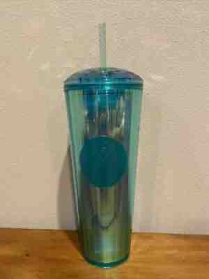 Starbucks 2021 Summer Turquoise Teal Blue Iridescent Kaleidoscope Tumbler 24 oz - Sold on eBay Jul 09, 2021 for $24.99