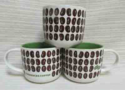 Starbucks 2009 Coffee Beans Mug set of 3 Lime Green Brown White 12 oz. - Sold on eBay Aug 18, 2021 for $21.00