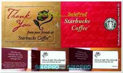 STARBUCKS COFFEE 1998 RARE FREE BEVERAGE THANK YOU FROM A FRIEND RARE CARD - Sold on eBay Aug 01, 2021 for $6.28