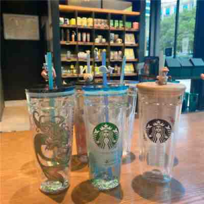 Starbucks Straw Cup Korean Double-layer Coffee Farming Water Cup Piink Sakura - Sold on eBay Aug 17, 2021 for $36.99