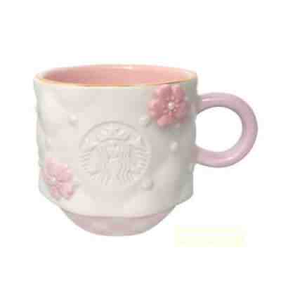 Starbucks 2021 China White Pink Sakura Mug Pearl Siren Logo Relief 12oz Cup - Sold on eBay Jul 01, 2021 for $69.99