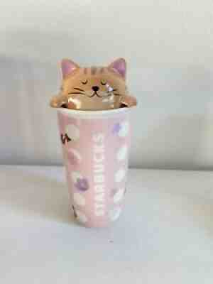 Starbucks China 2021 Pink Sakura Cute Cat Cover 12oz Double Wall Mug Cup - Sold on eBay Jul 30, 2021 for $60.00