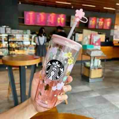 Starbucks 2021 pink Sakura goddess logo double-Lyers glass straw cup 591ml - Sold on eBay Aug 15, 2021 for $49.99