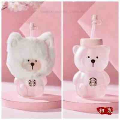 New 2021 China Starbucks Pink Sakura Cat Cap Bear 19oz Glass Straw Cup Tumbler - Sold on eBay Sep 06, 2021 for $39.99