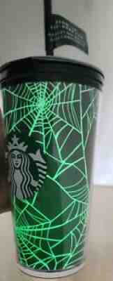Starbucks Halloween 2021 Glow In The Dark Spider Web tumbler 16oz w/sticker pack - Sold on eBay Sep 13, 2021 for $43.50