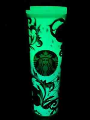 Starbucks~2021 Halloween~Glow In The Dark 16 oz Goblet~Floral Spider Cup Tumbler - Sold on eBay Sep 03, 2021 for $41.99