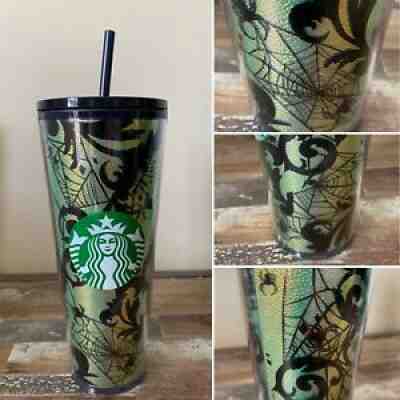2021 STARBUCKS HALLOWEEN Spider Webs Iridescent Gold /Green Cold Cup Tumbler NEW - Sold on eBay Sep 04, 2021 for $40.00