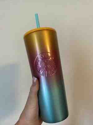 Starbucks Cup Mexico Ombre 24oz Tumbler Stainless Steel Summer Rainbow Sherbet - Sold on eBay Aug 24, 2021 for $51.00