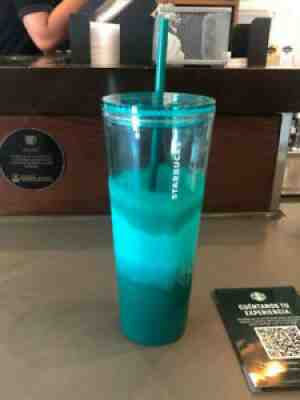Starbucks Mexico 2021 Fall Teal Tie-Dye Wave 24 oz Venti Tumbler Cold Cup - Sold on eBay Sep 02, 2021 for $49.99