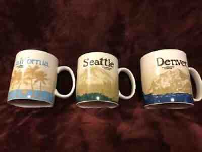 LOT 3 STARBUCKS GLOBAL ICON SERIES MUGS SEATTLE DENVER CALIFORNIA 2008-10 - Sold on eBay Sep 06, 2021 for $36.01