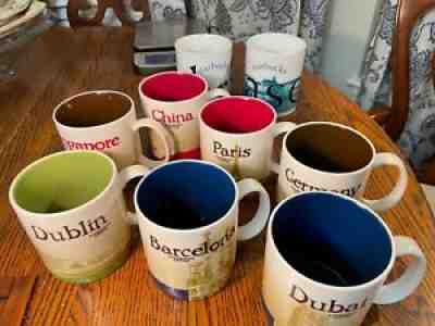 Set Of (9) Starbucks 16oz City Icon Series Mug Collection excellent condition