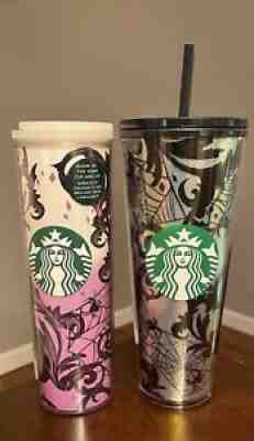 Starbucks 2021 LTD Halloween Fall Set 24 Oz Foil Webs Tumbler & 16 Oz Black Cat - Sold on eBay Sep 08, 2021 for $68.00