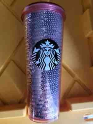 Starbucks Large Cup Tumbler Sequin Plastic Travel Pink 24 oz **No Straw** - Sold on eBay Aug 24, 2021 for $21.50