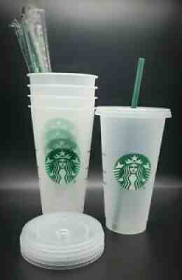 5 Starbucks Frosted Plastic Reusable Venti 24 Oz. Cold Cup Tumbler With Straw - Sold on eBay Sep 13, 2021 for $34.88