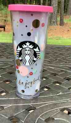ð??¥ð??¥ Starbucks Gold Be Joyful 24 Oz Cold Venti Tumbler Polka Dots Pink Lid - Sold on eBay Sep 06, 2021 for $17.99