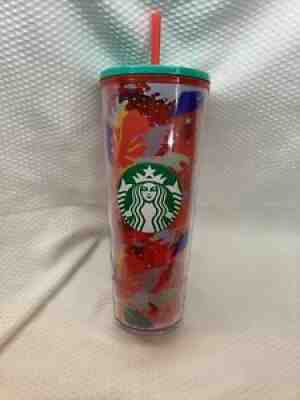 STARBUCKS Red / Orange 24OZ LEAF Leaves 2020 Acrylic Lidded Tumbler Fall! - Sold on eBay Sep 13, 2021 for $14.99