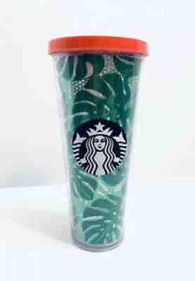 Starbucks Tropical Palm Banana Leaf Venti 24 oz Cold Cup Tumbler -bit Of Damage - Sold on eBay Aug 14, 2021 for $9.99