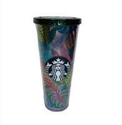 RARE Starbucks Metallic Tropical Leaves Tumbler Cold Cup 24oz Venti Tumbler 2017 - Sold on eBay Aug 18, 2021 for $49.99