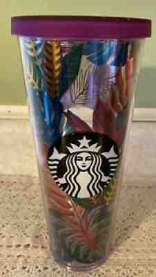 Starbucks 24 oz Tropical Metallic Palm Leaves Bug Tumbler Missing Straw - Sold on eBay Jul 20, 2021 for $45.00