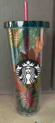 Starbucks Metallic Tropical Leaves Beetles Tumbler Cold Cup 24oz Venti Tumbler - Sold on eBay Jul 26, 2021 for $74.99