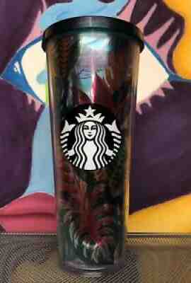 (Minor Chip) 2017 Starbucks Cup 24 OZ TUMBLER TROPICAL METALLIC PALM LEAVES - Sold on eBay Jul 23, 2021 for $44.95
